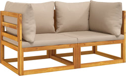 vidaXL - Hoekbanken - 2 - st - sectioneel - met - taupe - kussens - massief - acaciahout