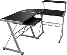 vidaXL - Hoekbureau - 132x112x99 - cm - bewerkt - hout - zwart