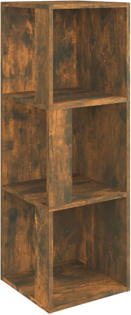 vidaXL - Hoekkast - 33x33x100 - cm - bewerkt - hout - gerookt - eikenkleurig
