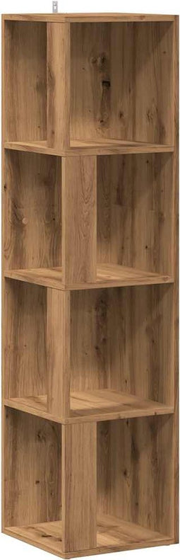 vidaXL - Hoekkast - 33x33x132 - cm - bewerkt - hout - artisanaal - eikenkleur