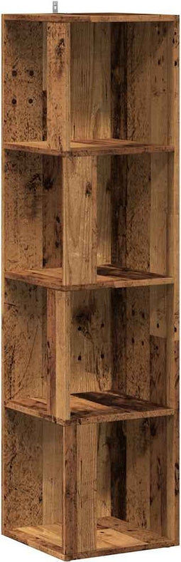 vidaXL - Hoekkast - 33x33x132 - cm - bewerkt - hout - oud - houtkleurig