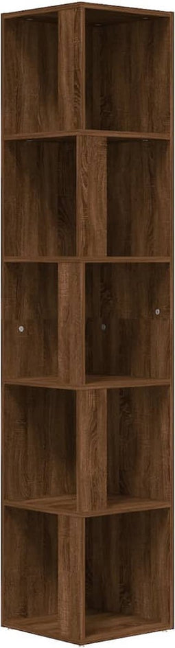 vidaXL - Hoekkast - 33x33x164,5 - cm - bewerkt - hout - bruin - eikenkleur