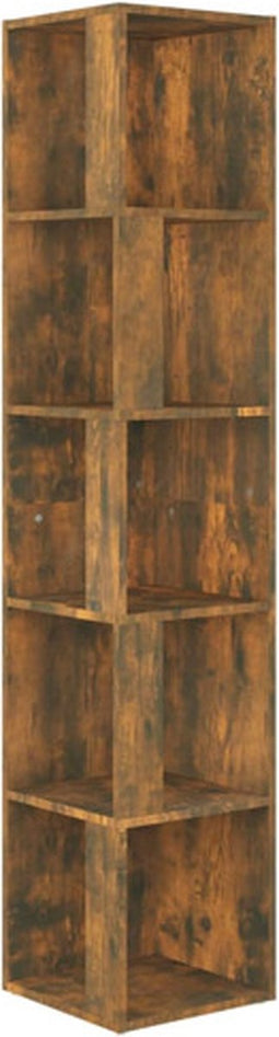 vidaXL - Hoekkast - 33x33x164,5 - cm - bewerkt - hout - gerookt - eikenkleurig