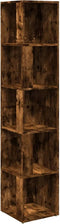 vidaXL - Hoekkast - 33x33x164,5 - cm - bewerkt - hout - gerookt - eikenkleurig