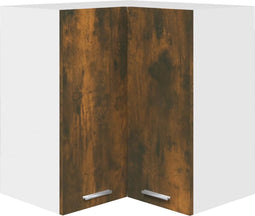 vidaXL - Hoekkast - hangend - 57x57x60 - cm - bewerkt - hout - gerookt - eikenkleurig