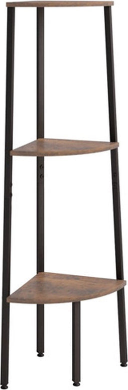 vidaXL - Hoekkastje - met - 3 - schappen - 45,5x31,5x120 - cm - donkerbruin - en - zwart
