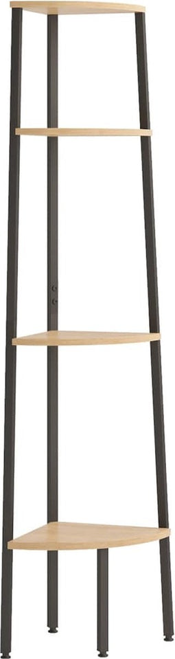 vidaXL - Hoekkastje - met - 4 - schappen - 45,5x31,5x150 - cm - lichtbruin - en - zwart