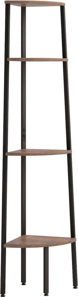 vidaXL - Hoekkastje - met - 4 - schappen - 45,5x31,5x150 - cm - donkerbruin - en - zwart
