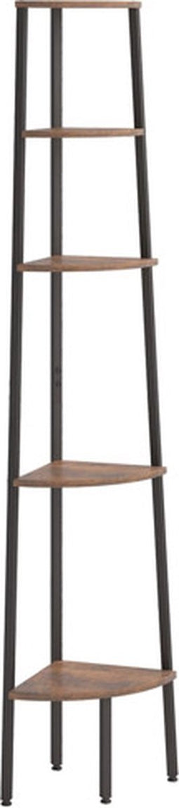 vidaXL - Hoekkastje - met - 5 - schappen - 45,5x31,5x180 - cm - donkerbruin - en - zwart