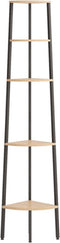 vidaXL - Hoekkastje - met - 5 - schappen - 45,5x31,5x180 - cm - lichtbruin - en - zwart