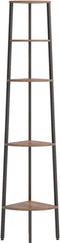 vidaXL - Hoekkastje - met - 5 - schappen - 45,5x31,5x180 - cm - donkerbruin - en - zwart