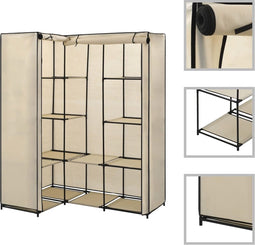 vidaXL - Hoekkledingkast - 130x87x169 - cm - crème