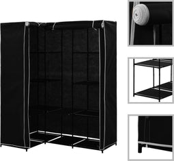 vidaXL - Hoekkledingkast - 130x87x169 - cm - zwart