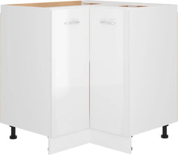 vidaXL - Hoekonderkast - 75,5x75,5x80,5 - cm - spaanplaat - hoogglans - wit