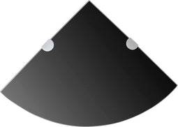 vidaXL - Hoekplank - met - chromen - dragers - zwart - 25x25 - cm - glas