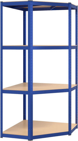 vidaXL - Hoekrek - 4-laags - staal - en - bewerkt - hout - blauw