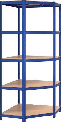 vidaXL - Hoekrek - 5-laags - staal - en - bewerkt - hout - blauw