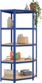 vidaXL - Hoekrek - 5-laags - staal - en - bewerkt - hout - blauw