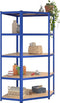 vidaXL - Hoekrek - 5-laags - staal - en - bewerkt - hout - blauw