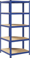 vidaXL - Hoekrek - 5-laags - staal - en - bewerkt - hout - blauw