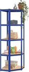 vidaXL - Hoekrek - 5-laags - staal - en - bewerkt - hout - blauw