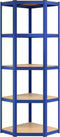 vidaXL - Hoekrek - 5-laags - staal - en - bewerkt - hout - blauw