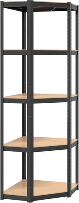 vidaXL - Hoekrek - 5-laags - staal - en - bewerkt - hout - antracietkleurig
