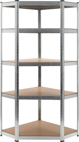 vidaXL - Hoekrek - 5-laags - staal - en - bewerkt - hout - zilverkleurig