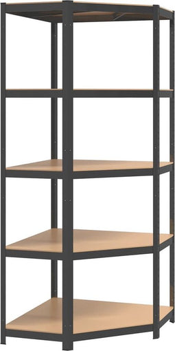 vidaXL - Hoekrek - 5-laags - staal - en - bewerkt - hout - antracietkleurig