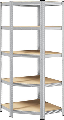 vidaXL - Hoekrek - 5-laags - staal - en - bewerkt - hout - zilverkleurig