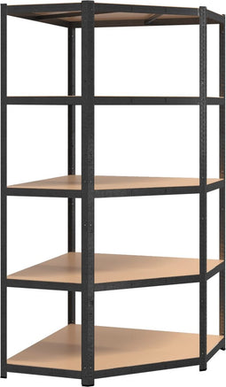 vidaXL - Hoekrek - robuust - 5-laags - staal - en - bewerkt - hout - grijs