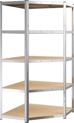 vidaXL - Hoekrek - robuust - 5-laags - staal - en - bewerkt - hout - zilverkleurig