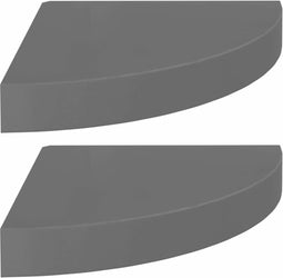 vidaXL - Hoekschappen - zwevend - 2 - st - 25x25x3,8 - cm - MDF - hoogglans - grijs