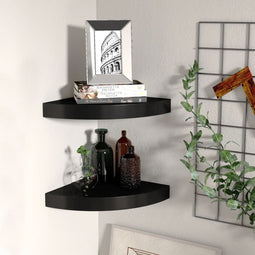 vidaXL - Hoekschappen - zwevend - 2 - st - 25x25x3,8 - cm - MDF - zwart