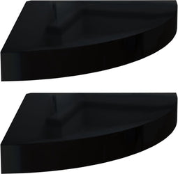 vidaXL - Hoekschappen - zwevend - 2 - st - 25x25x3,8 - cm - MDF - hoogglans - zwart