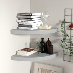 vidaXL - Hoekschappen - zwevend - 2 - st - 35x35x3,8 - cm - MDF - grijs