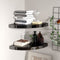 vidaXL - Hoekschappen - zwevend - 2 - st - 35x35x3,8 - cm - MDF - hoogglans - zwart