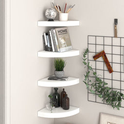 vidaXL - Hoekschappen - zwevend - 4 - st - 25x25x3,8 - cm - MDF - hoogglans - wit