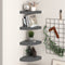 vidaXL - Hoekschappen - zwevend - 4 - st - 25x25x3,8 - cm - MDF - hoogglans - grijs