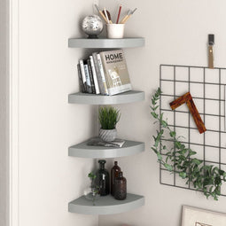 vidaXL - Hoekschappen - zwevend - 4 - st - 25x25x3,8 - cm - MDF - grijs