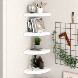 vidaXL - Hoekschappen - zwevend - 4 - st - 25x25x3,8 - cm - MDF - wit
