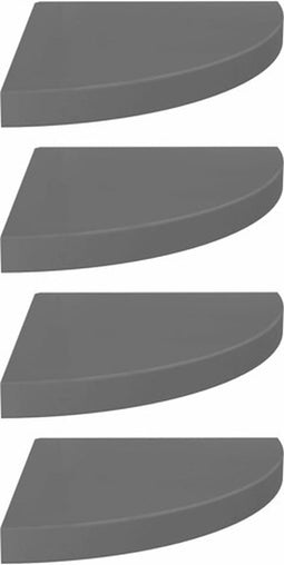 vidaXL - Hoekschappen - zwevend - 4 - st - 35x35x3,8 - cm - MDF - hoogglans - grijs