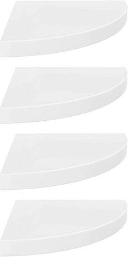 vidaXL - Hoekschappen - zwevend - 4 - st - 35x35x3,8 - cm - MDF - hoogglans - wit