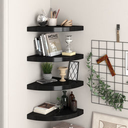vidaXL - Hoekschappen - zwevend - 4 - st - 35x35x3,8 - cm - MDF - zwart