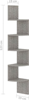 vidaXL - Hoekwandschap - 19x19x123 - cm - bewerkt - hout - betongrijs