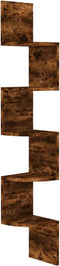 vidaXL - Hoekwandschap - 19x19x123 - cm - bewerkt - hout - gerookt - eikenkleurig