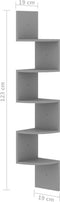 vidaXL - Hoekwandschap - 19x19x123 - cm - bewerkt - hout - grijs