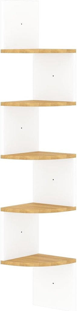vidaXL - Hoekwandschap - 19x19x123 - cm - bewerkt - hout - wit - en - sonoma - eiken