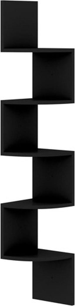 vidaXL - Hoekwandschap - 19x19x123 - cm - bewerkt - hout - zwart