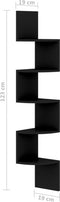 vidaXL - Hoekwandschap - 19x19x123 - cm - bewerkt - hout - zwart